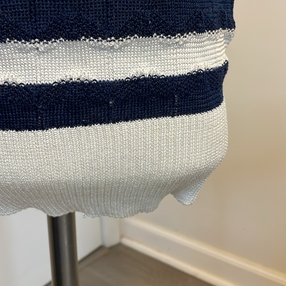 White House Black Market Nautical Navy Ecru Stripe Halter - Picture 3 of 6